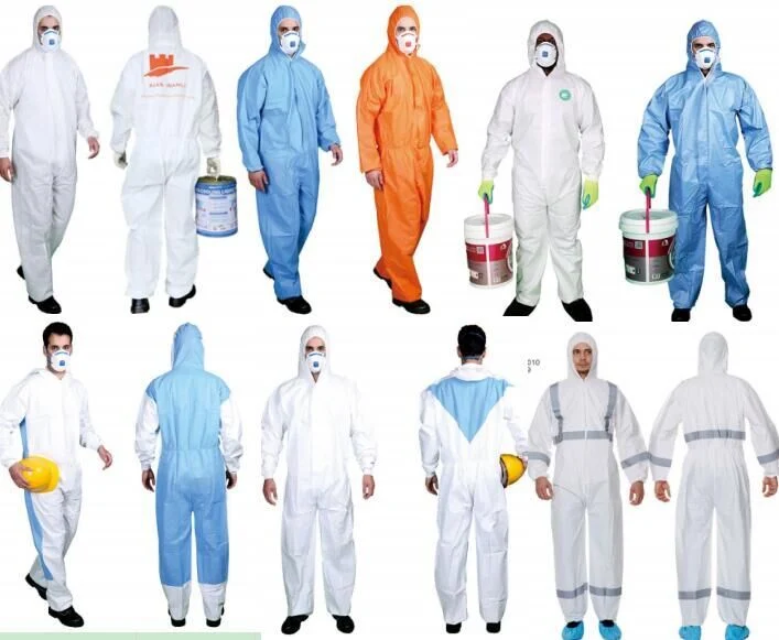 High Protection Waterproof Dust Splash Chemical Resistant Industry Protective Clothing Microporous Type 4&5&6 Full Body Isolation Gown Disposable Coverall Suit