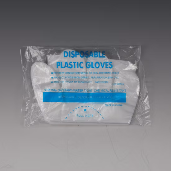 Guanti monouso in PE monouso in plastica HDPE / LDPE per uso alimentare all'ingrosso, resistenti all'olio, impermeabili, elastici e trasparenti per cucinare in sicurezza, ristorante, famiglia, barbecue, protezione per la pulizia