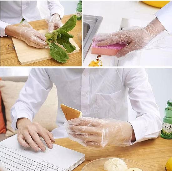 Guanti monouso in plastica lunghi con braccio medico/AI impermeabili realizzati in polietilene LDPE/poli/vinile/CPE/HDPE/PVC/PE per la lavorazione degli alimenti